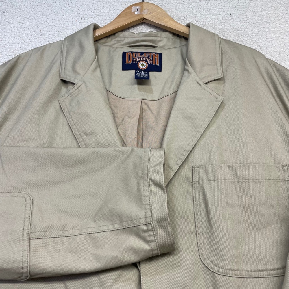 Duluth Trading Co Coat Mens 2XL Tall Khaki 85373 Cotton Twill Chore Jacket